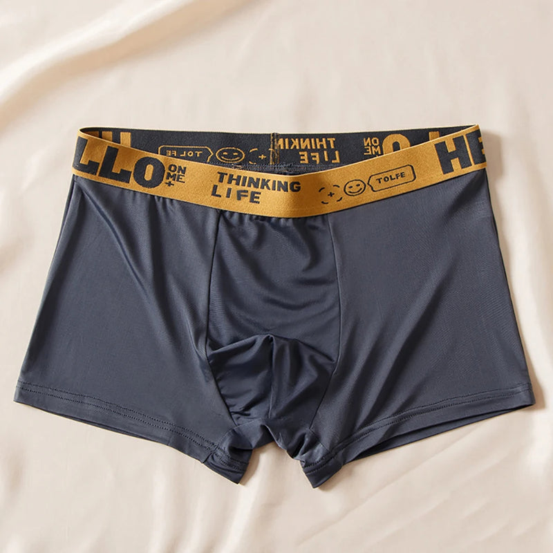 5 pçs/lote Boxer Shorts Seda Gelo Roupa Interior Masculina Verão Cuecas Respiráveis U Convexo Lingerie Respirável Calcinha Sexy