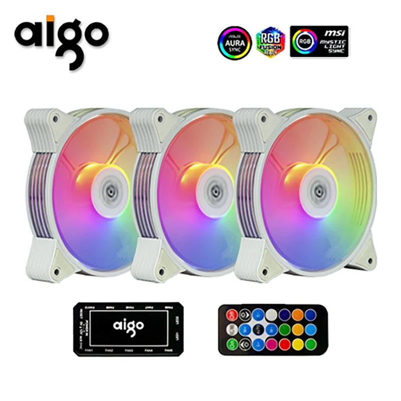 AIGO R12 120MM ventilador de gabinete de computador normal dissipador de calor RGB aura sync porta SATA cooler de 12 cm Um controlador