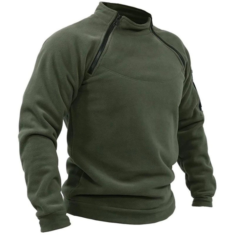 Jaqueta de lã tática masculina para atividades ao ar livre, roupas quentes com zíper, casaco à prova de vento e moletom térmico para caminhadas