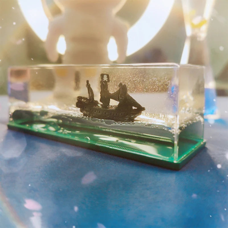 Navio Fantasma Pérola Negra Fluido de Cruzeiro Líquido Pirata Ampulheta Enfeite Nunca Vira Garrafa de Acrílico Decoração Brinquedo Presente