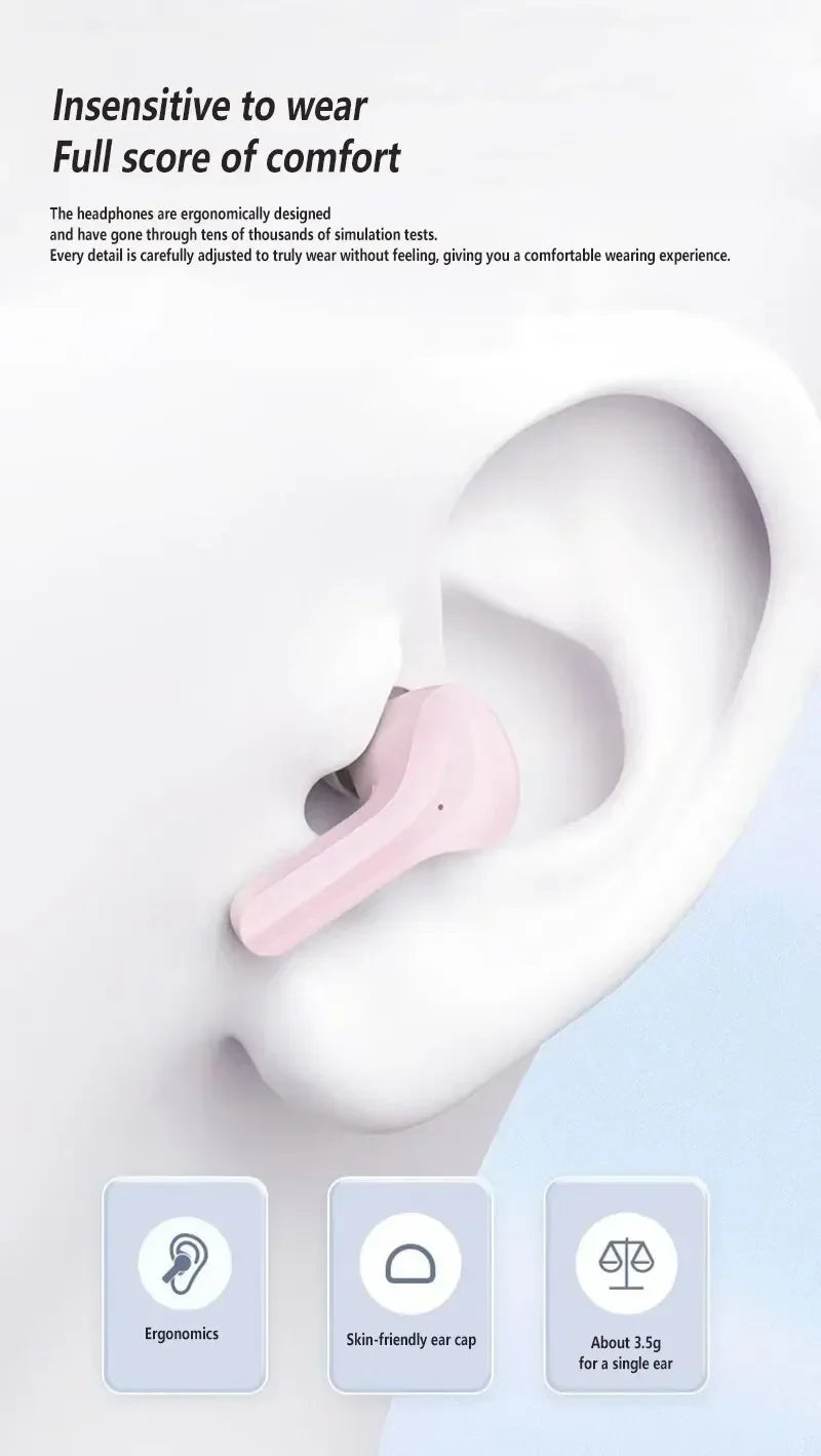 Fone de ouvido sem fio Bluetooth T2 original, transparente, HiFi, LED, com display digital, som estéreo, para Xiaomi