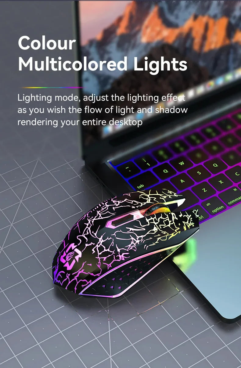 Mouse gamer RGB Bluetooth 2.4G sem fio ergonômico 1600DPI 6 botões mudos mouse para MacBook tablet laptops computador