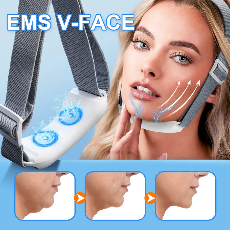 Massageador facial EMS, antirrugas, firmador, dispositivo de lifting facial em V, removedor de microcorrente, cuidados com a pele do queixo duplo