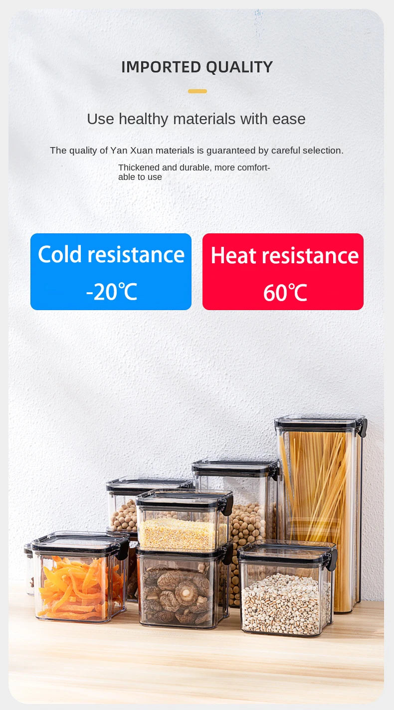 potes selados organizador de armazenamento de grãos de cozinha tanque grande caixa de armazenamento de plástico à prova de umidade conjunto de potes de temperos domésticos