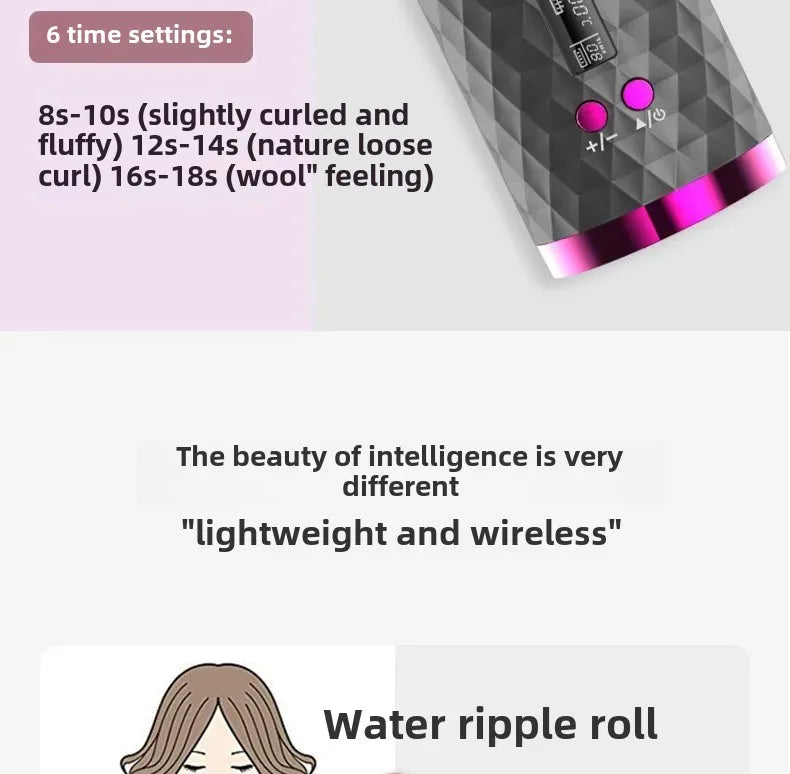 Modelador de cabelo portátil com carregamento automático, ferramenta inteligente sem fio para modelar cabelos, acessório para salão de beleza, ideal para viagens