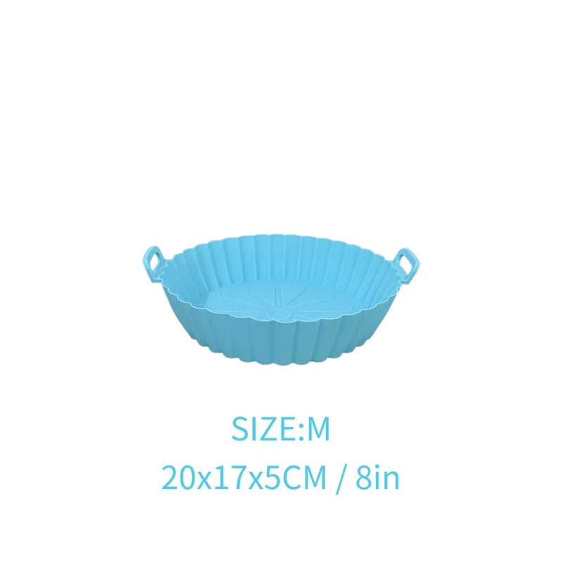 Cesta de silicone para Airfryer, assadeira reutilizável, molde de silicone para Airfryer, pizza, frango frito, cesta, forros para Airfryer, acessórios