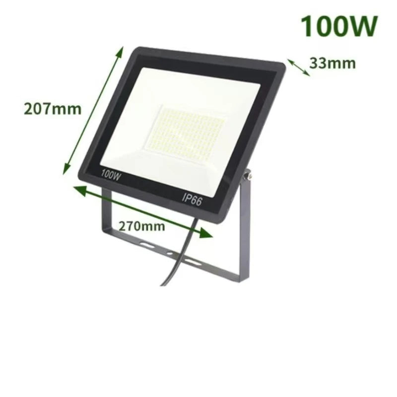 Holofote LED para área externa IP66 à prova d'água, 220V, 20W, 30W, 50W, 100W, lâmpada para jardim, varanda e pátio