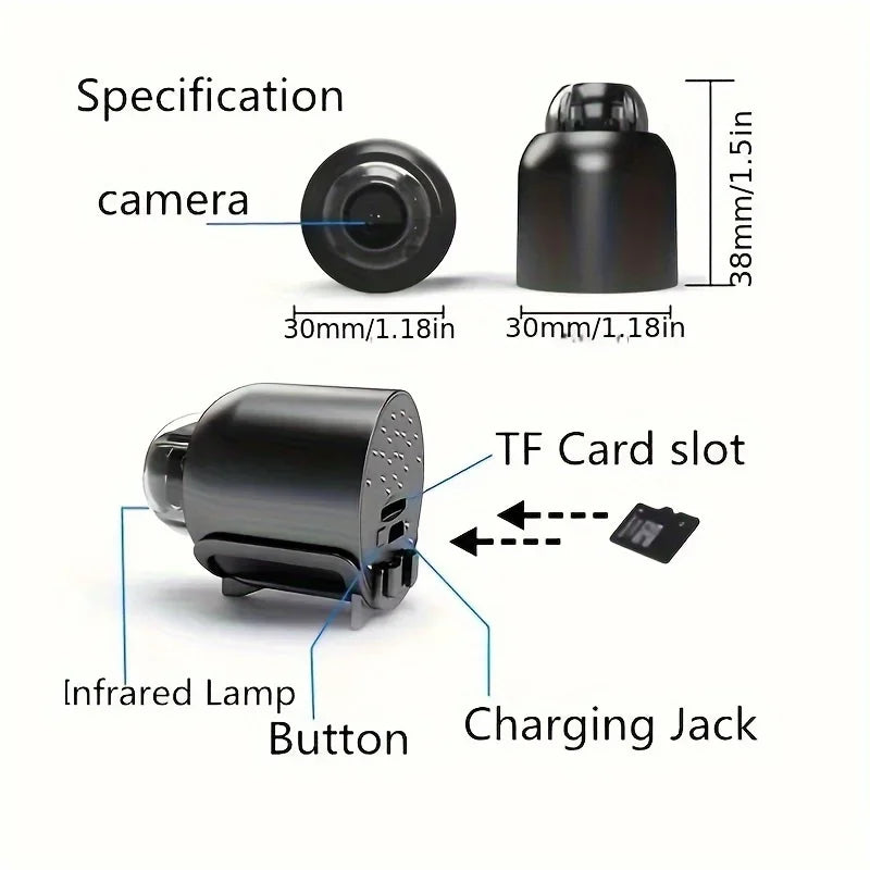 Mini câmera WiFi 1080PhD, segurança interna, vigilância, monitor de bebê, visão noturna, filmadora IP CAM, gravador de áudio e vídeo