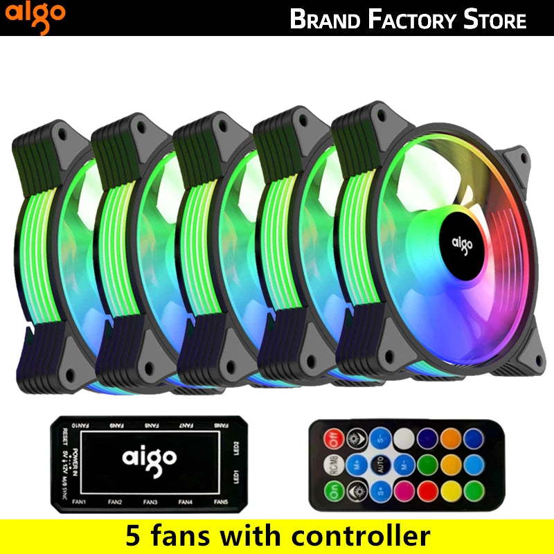 AIGO R12 120MM ventilador de gabinete de computador normal dissipador de calor RGB aura sync porta SATA cooler de 12 cm Um controlador