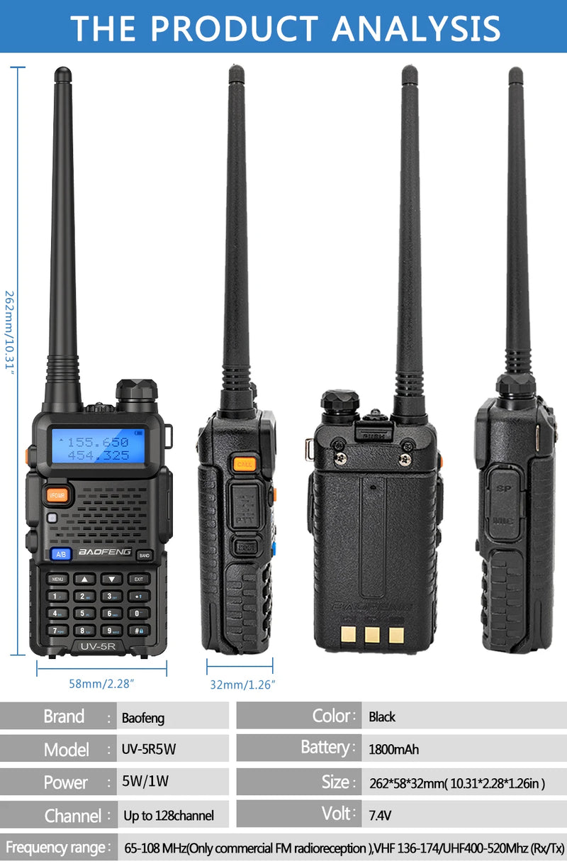 5W 8W rádio bidirecional VHF UHF FM rádio portátil transceptor caça 16km