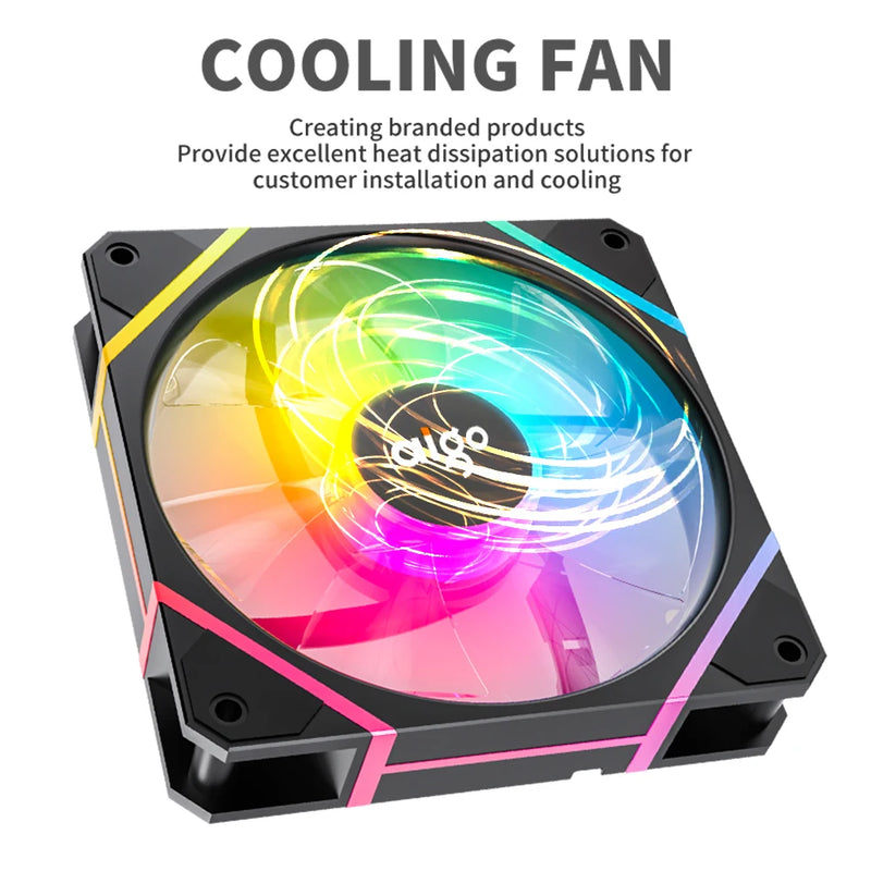 Ventilação de ventilador Aigo M12pro RGB OI boy A 120MM PC ventilador de gabinete de computador PWM 12cm branco CPU water cooler silencioso