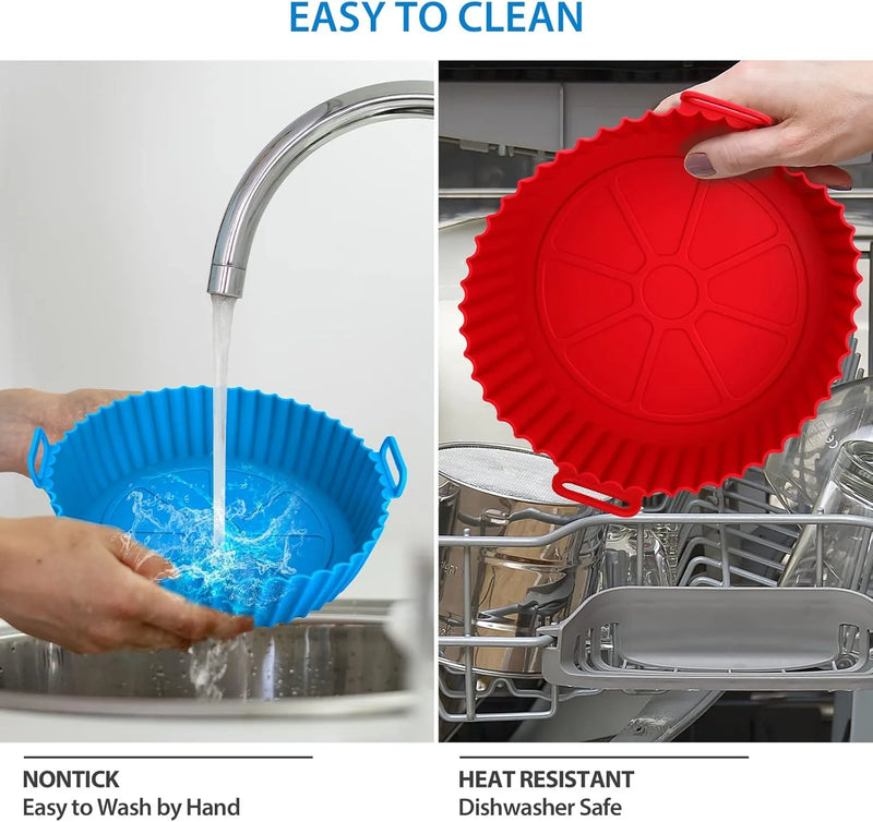Cesta de silicone para Airfryer, assadeira reutilizável, molde de silicone para Airfryer, pizza, frango frito, cesta, forros para Airfryer, acessórios