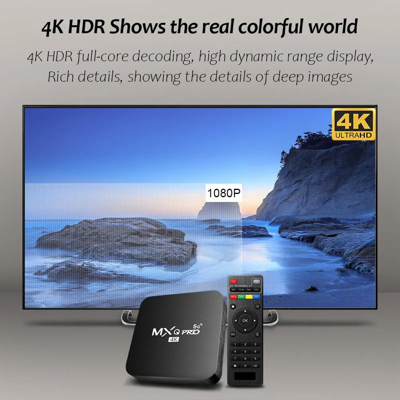 Nova Smart TVB Ox MX Q-Pro 4K HD Android 10.0, Smart TVB Ox 2.4/5G, Dual-WiFi, Vídeo 3D, Reprodutor de mídia, Home Theater, Decodificador de TV