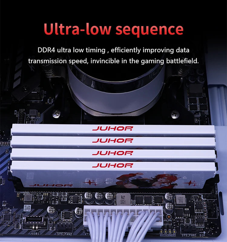 Juhor memoria RAM DDR4 8GB 16GB 3200MHz 3600MHz DI MM memória ram para jogos de mesa com dissipador de calor branco