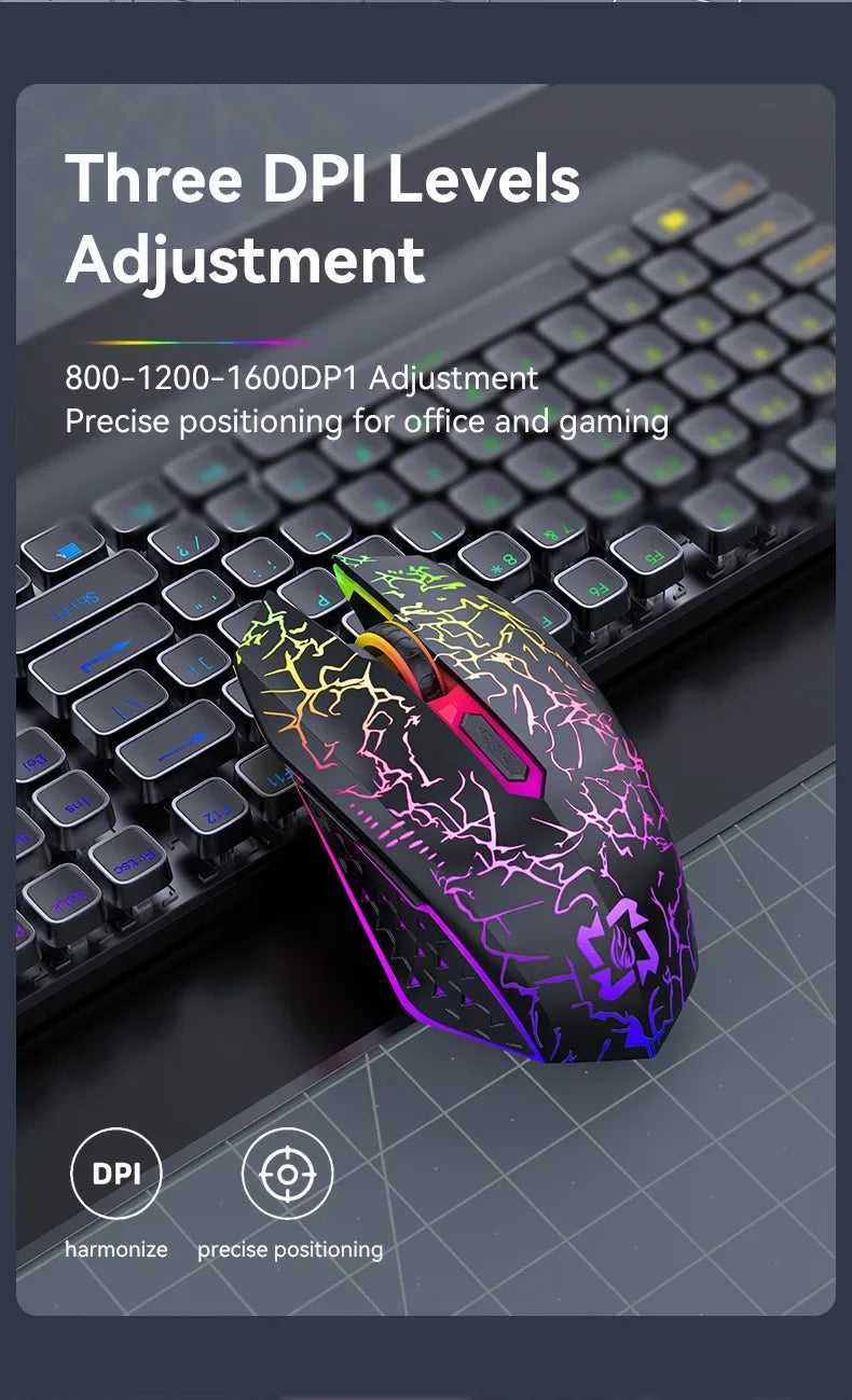 Mouse gamer RGB Bluetooth 2.4G sem fio ergonômico 1600DPI 6 botões mudos mouse para MacBook tablet laptops computador