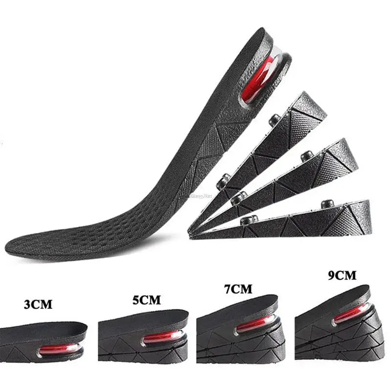 Palmilhas de aumento de altura com almofada de ar, palmilhas de elevação para sapatos, palmilhas para mulheres mais altas, palmilhas de 3 a 9 cm de altura variável