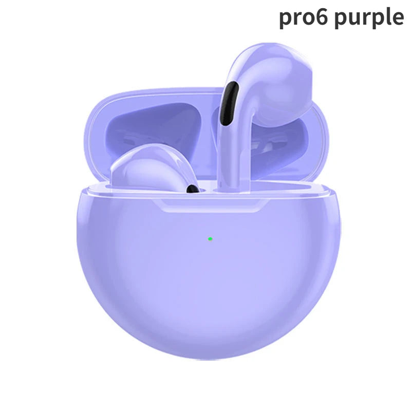 Fones de ouvido sem fio Bluetooth Pro 6 TWS originais, mini fone de ouvido estéreo esportivo para Xiaomi Android