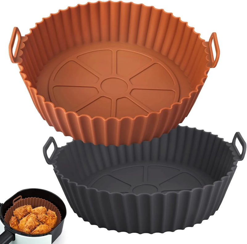 Cesta de silicone para Airfryer, assadeira reutilizável, molde de silicone para Airfryer, pizza, frango frito, cesta, forros para Airfryer, acessórios