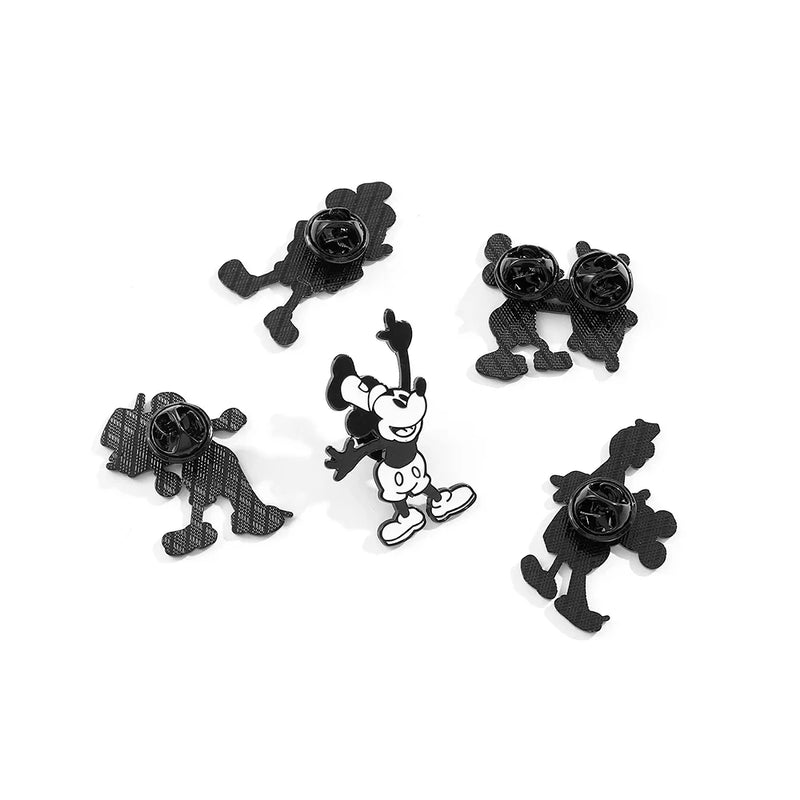 Broche de desenho animado Mickey Mouse de primeira geração, 5 peças, fofo, anime, o navio, chefe, rato, broche de esmalte, animal, moda, metal, distintivo, joia
