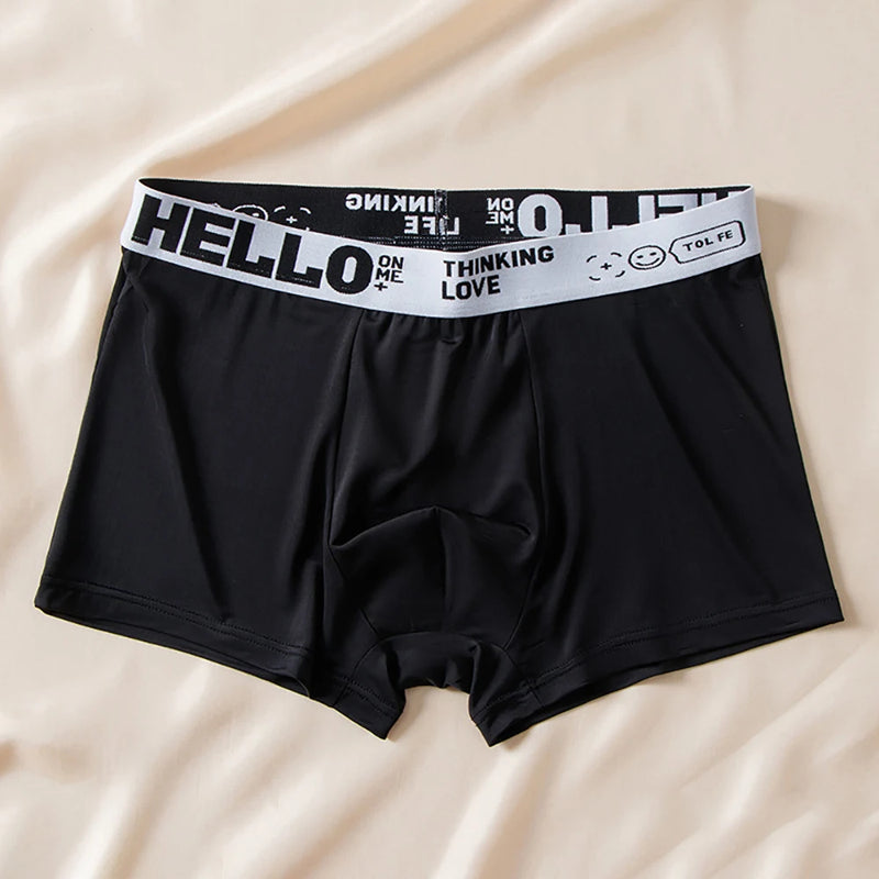 5 pçs/lote Boxer Shorts Seda Gelo Roupa Interior Masculina Verão Cuecas Respiráveis U Convexo Lingerie Respirável Calcinha Sexy