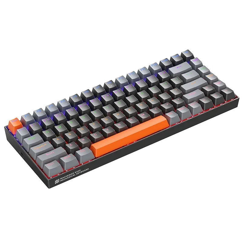 Teclado mecânico K500A-B84 MA Car 75% TK l com fio hot-swappable para jogos, retroiluminação em 6 cores, 84 teclas, para jogadores de PC e laptop
