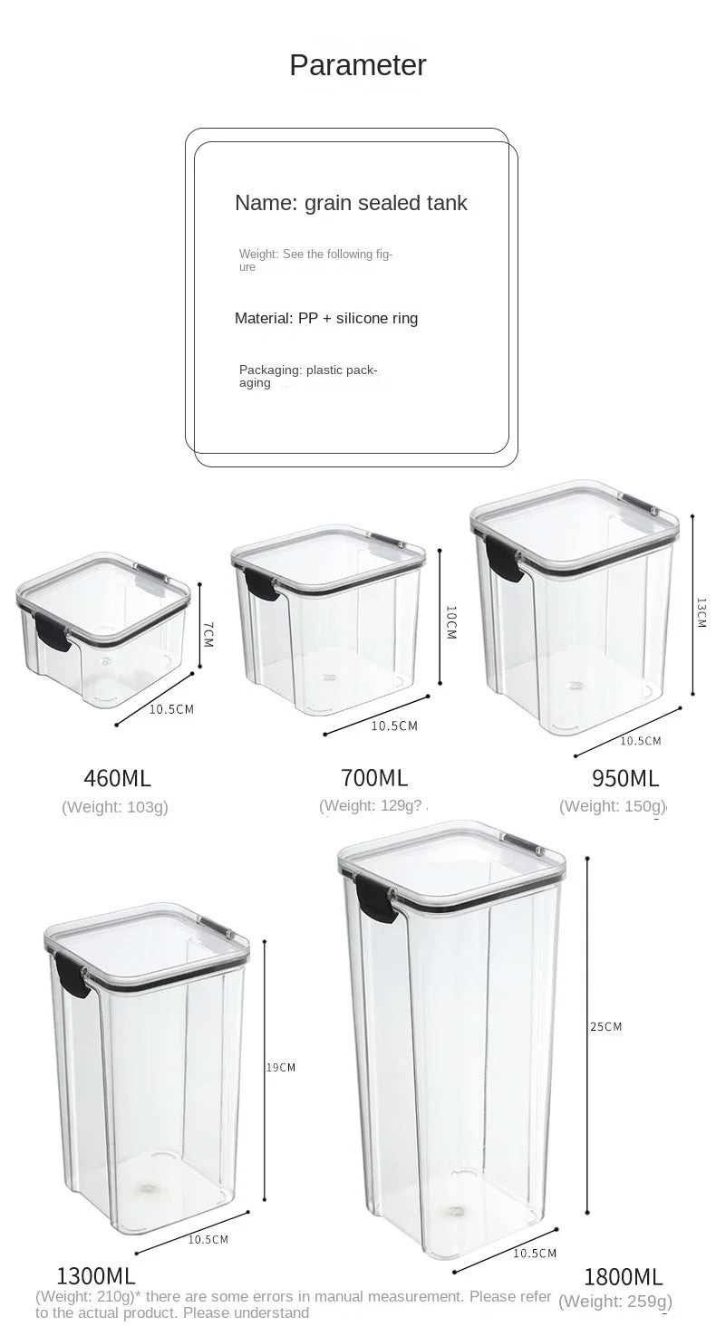 potes selados organizador de armazenamento de grãos de cozinha tanque grande caixa de armazenamento de plástico à prova de umidade conjunto de potes de temperos domésticos