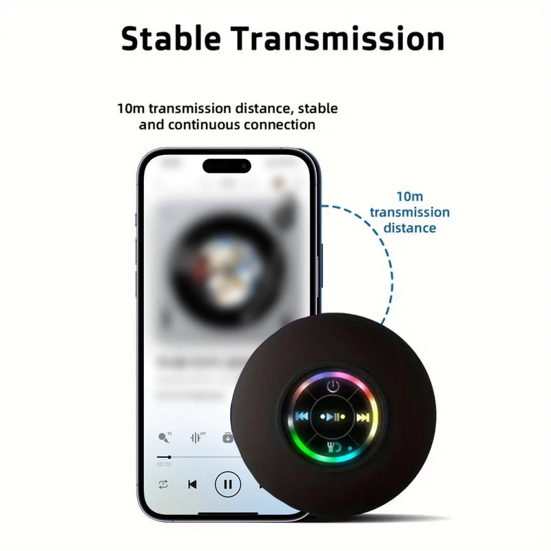 Alto-falante Bluetooth sem fio portátil LED IP X4 à prova d'água alto-falante externo banheiro grande ventosa mini caixa de som estéreo