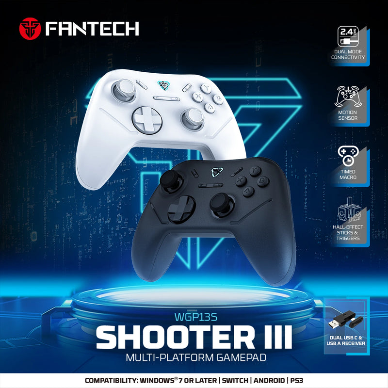 Controle de jogo sem fio fan tech shooter III WG P13S com gatilhos de efeito hall e joystick de 1000 Hz para PC Android NS