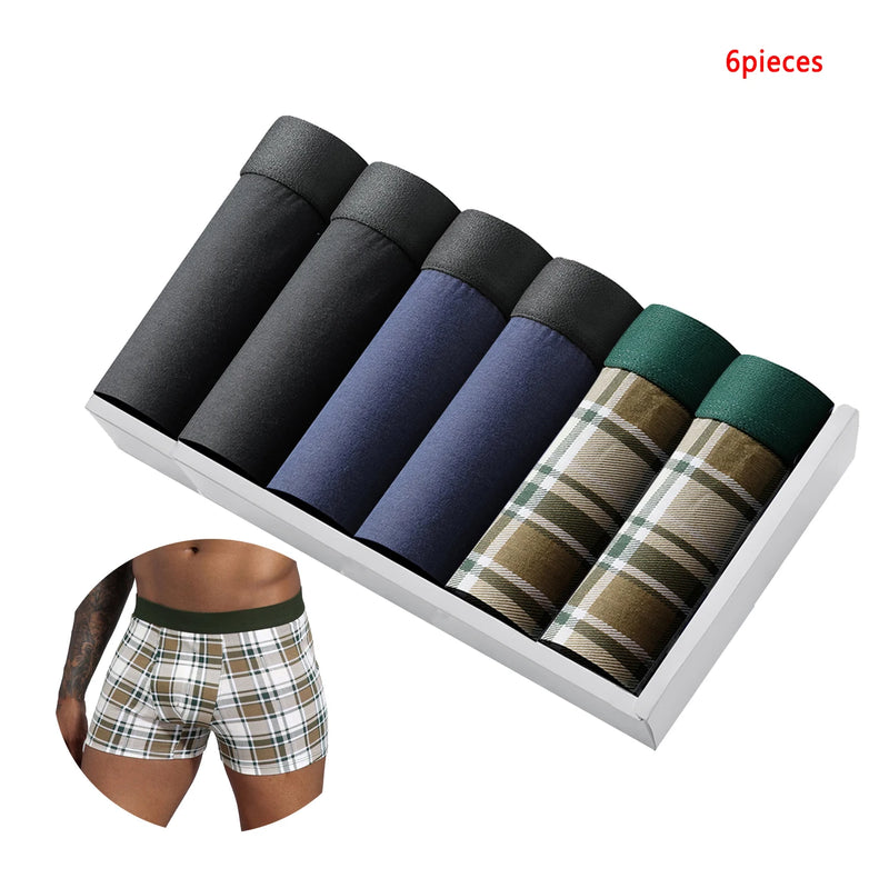 Pacote com 6 peças de cuecas boxer pretas masculinas, cuecas macias e respiráveis para homens, cuecas boxer slip 2024