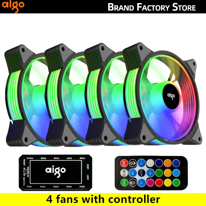 AIGO R12 120MM ventilador de gabinete de computador normal dissipador de calor RGB aura sync porta SATA cooler de 12 cm Um controlador