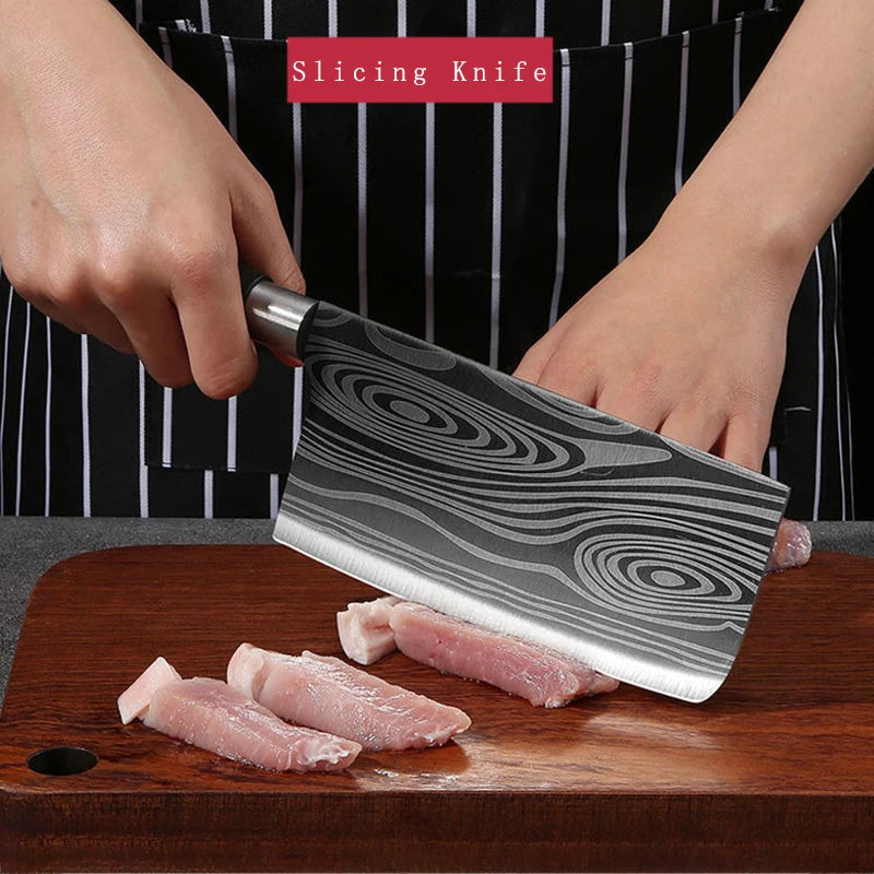 Conjunto de facas de cozinha utilitárias com padrão de damasco a laser, conjunto de hastes de afiação de tesouras, faca de chef afiada de aço inoxidável, ferramenta de cozinha