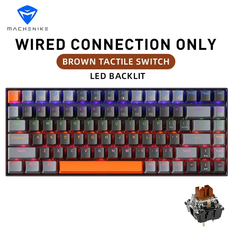 Teclado mecânico K500A-B84 MA Car 75% TK l com fio hot-swappable para jogos, retroiluminação em 6 cores, 84 teclas, para jogadores de PC e laptop