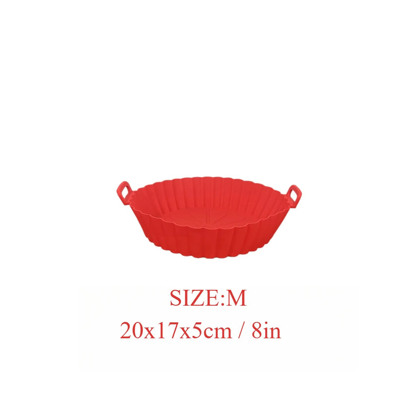 Cesta de silicone para Airfryer, assadeira reutilizável, molde de silicone para Airfryer, pizza, frango frito, cesta, forros para Airfryer, acessórios