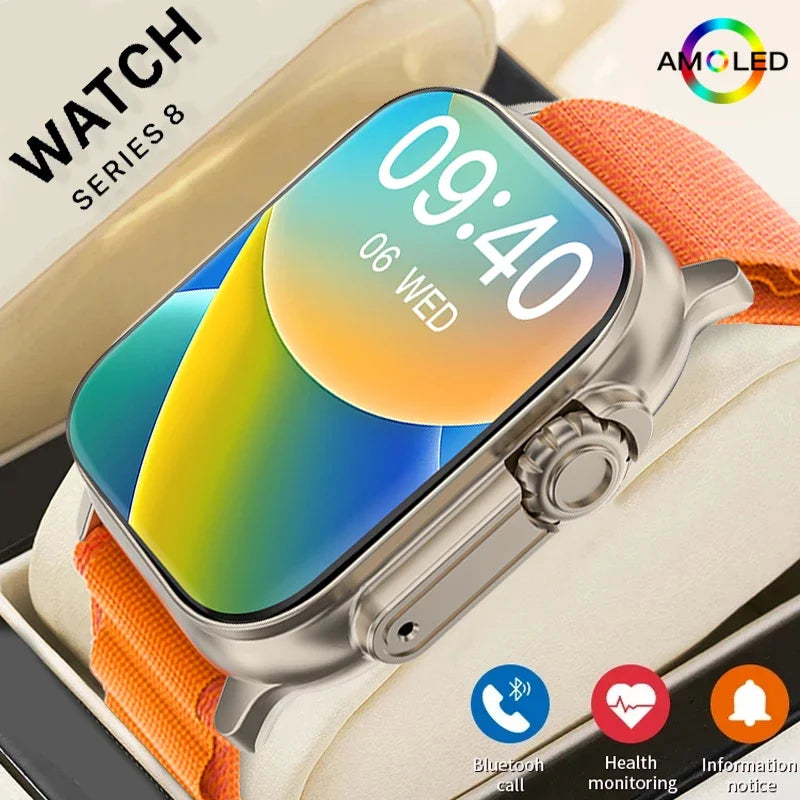 Relógio inteligente unissex T800 Ultra 2 2024, 49 mm, série 8, tela AMOLED de 2,3 polegadas, bússola NFC, à prova d'água para Apple Watch IWO Ultra 8