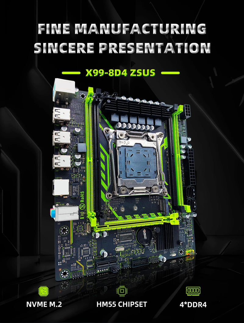 Kit de placas-mãe ZSUS X99-8D4 ET com CPU LG A2011-3 XE one5 2650 V4 DDR4 16 GB (1 * 16 GB) 2133 MHz de memória RAM NV MEM.2 SATA