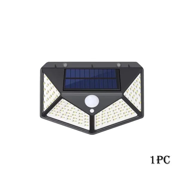 Luzes solares externas à prova d'água 100 LED lâmpada de parede sensor de movimento luz solar luz de rua para jardim varanda quintal garagem