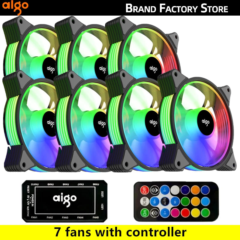 AIGO R12 120MM ventilador de gabinete de computador normal dissipador de calor RGB aura sync porta SATA cooler de 12 cm Um controlador