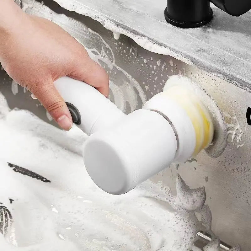 Escova de limpeza elétrica multifuncional para cozinha e banheiro - Esfregão elétrico portátil sem fio para pratos, panelas e frigideiras