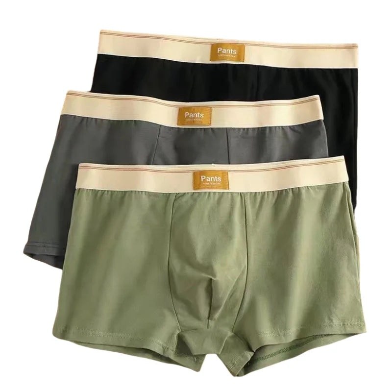 3 peças Cuecas Masculinas Boxer de Algodão Cueca Masculina Boxer Respirável U Convexo Cuecas Masculinas Sexy Trunks