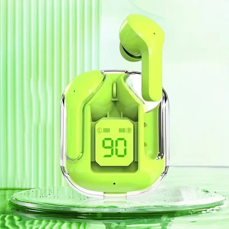 Fone de ouvido sem fio Bluetooth T2 original, transparente, HiFi, LED, com display digital, som estéreo, para Xiaomi