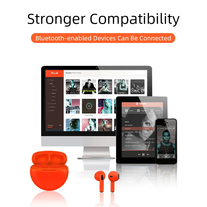 Fones de ouvido sem fio Bluetooth Pro 6 TWS originais, mini fone de ouvido estéreo esportivo para Xiaomi Android