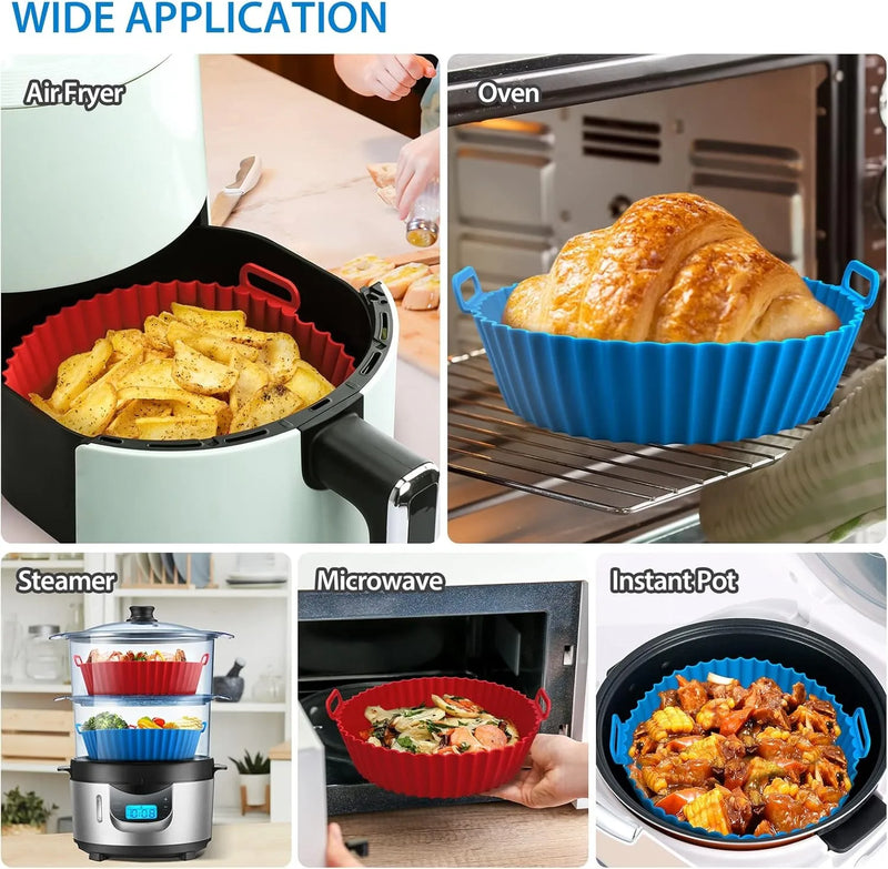 Cesta de silicone para Airfryer, assadeira reutilizável, molde de silicone para Airfryer, pizza, frango frito, cesta, forros para Airfryer, acessórios