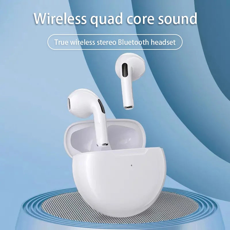 Fones de ouvido sem fio Bluetooth Pro 6 TWS originais, mini fone de ouvido estéreo esportivo para Xiaomi Android