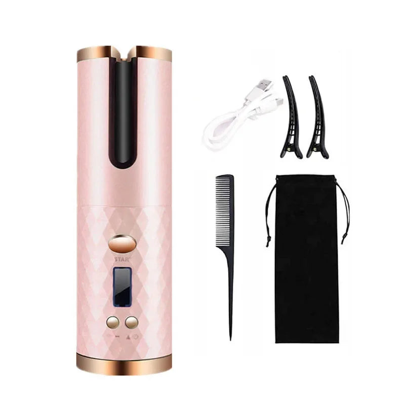 Modelador de cabelo portátil com carregamento automático, ferramenta inteligente sem fio para modelar cabelos, acessório para salão de beleza, ideal para viagens