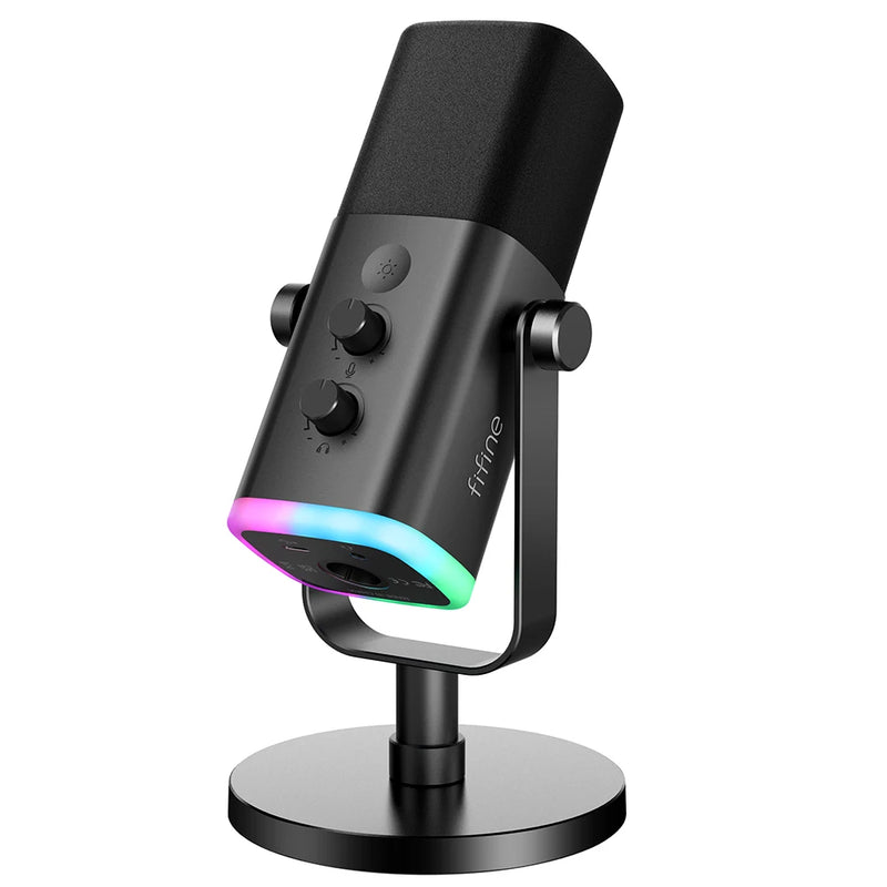 Microfone dinâmico FI fine USB/X LR com botão de silenciamento por toque, entrada para fone de ouvido, controles de E/S, para PC PS5/4 Michelle, jogo MI Camp AM8