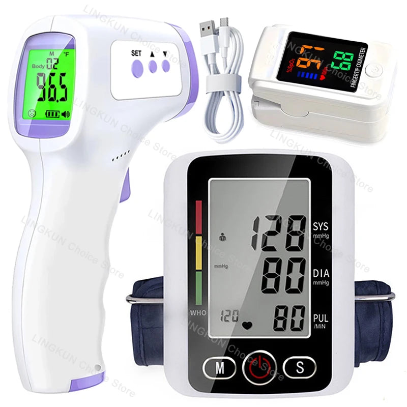 tens medidor de IO medidor de frequência cardíaca medidor de pulso monitor de PA medidor de pressão arterial digital de braço saudável manguito médico automático tonômetro de pressão