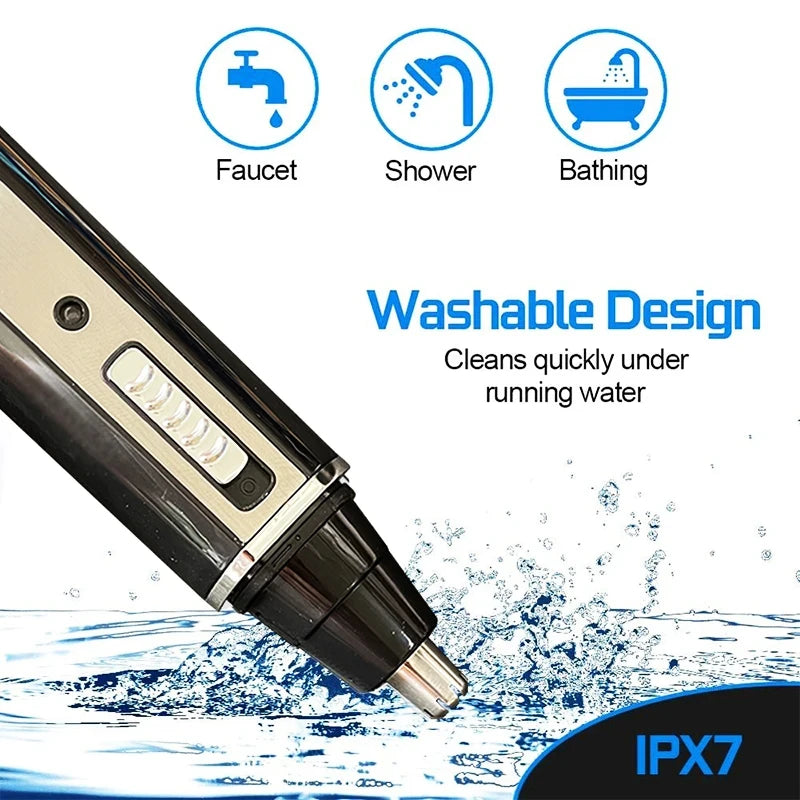 Aparador de pelos do nariz recarregável 4 em 1, aparador de barba e sobrancelhas, formato E, para remoção de pelos do nariz sem Sean Dear, máquina de limpeza
