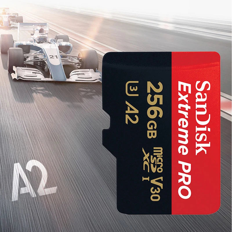 Cartão de memória SanDisk Extreme Pro Micro SD 256 GB UHS-I, cartão Micro SD 128 GB, cartão TF 64 GB, 200 MB/memória em classe 10 U3 V30 A2, capa para carro