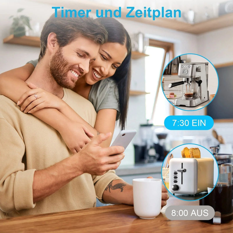 Tomada inteligente WiFi TU EU16A/20A, monitor de energia e controle de voz, temporização e controle de vida inteligente, funciona com Alexa e Google Home