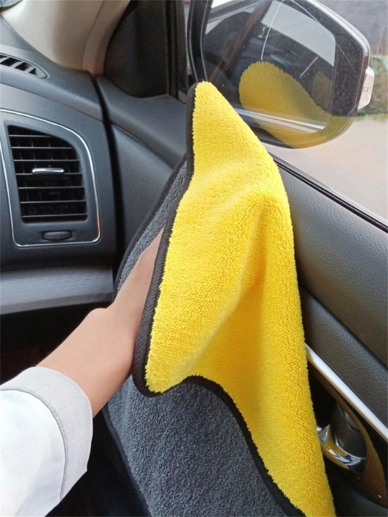 Toalha de limpeza de microfibra 1/2/6 peças, pano grosso e macio para secagem de carroceria, toalhas de limpeza de camada dupla, acessórios para carro